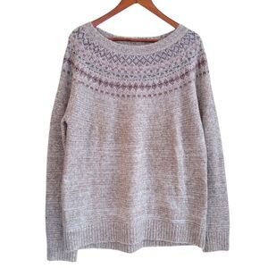 Fat Face Fair Isle Heathered Striped Crew Neck Sweater Cream Womens 10